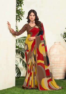 Laxmipati sarees Printed Bollywood Georgette Saree(Multicolor)