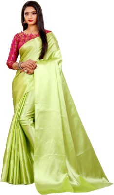 Arpita Fashion Solid/Plain, Self Design Bollywood Satin Saree(Light Green)