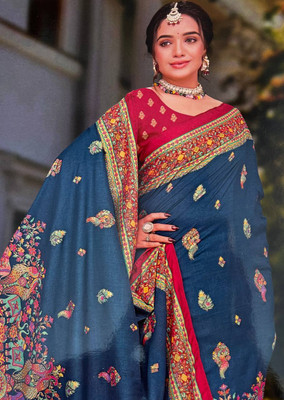 Pallu Patola Printed Banarasi Pure Silk Saree(Blue)