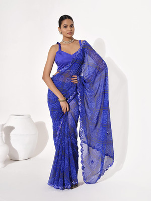 Kalista Embellished Bollywood Georgette Saree(Dark Blue)