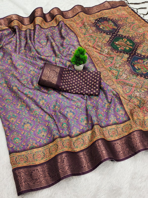 AVANTIKA FASHION Printed Kanjivaram Pure Silk, Art Silk Saree(Green)