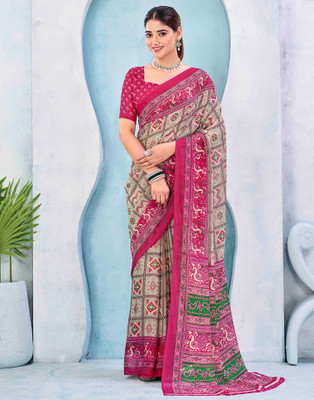 Samah Printed Daily Wear Georgette Saree(Multicolor)