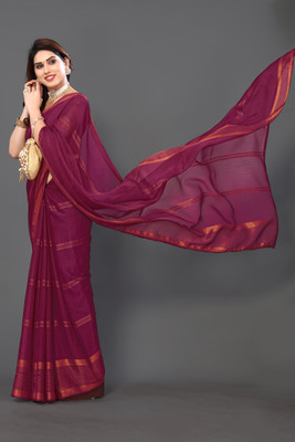 BHAGYAVATI DESIGNER Embellished Bollywood Chiffon Saree(Purple)