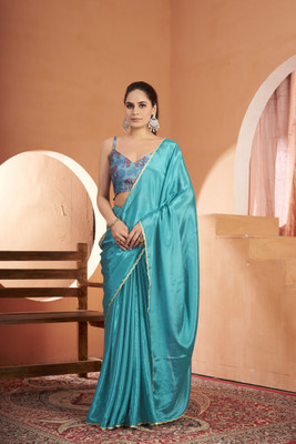 Rashmi Sarees Solid/Plain Bollywood Chiffon Saree(Blue)