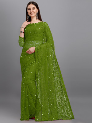 LOROFY Net/Lace Embroidered, Embellished Blouse Material