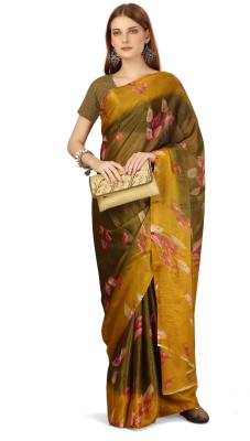 Sanjana Silks Printed Bollywood Brasso Saree(Yellow)