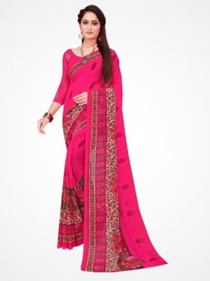 Suntex Printed Daily Wear Georgette Saree(Pink)