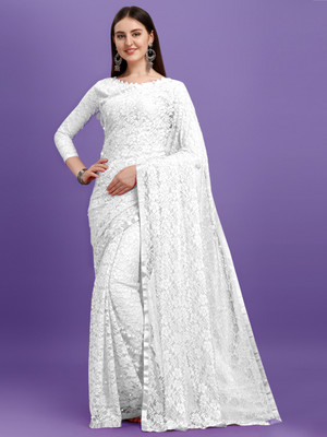Croza Self Design Bollywood Net Saree(Multicolor)