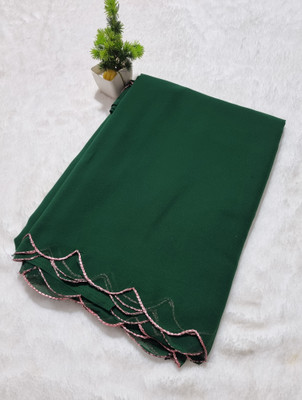Arpita Fashion Solid/Plain, Self Design, Embroidered Bollywood Georgette Saree(Green)