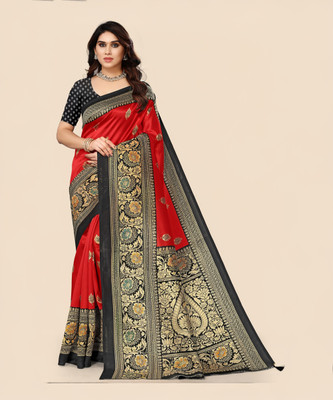 Kanooda Prints Printed Mysore Art Silk Saree(Multicolor)