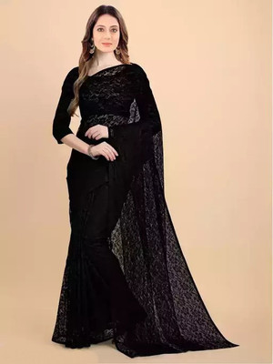 Amavii Embroidered Bollywood Net Saree(Black)