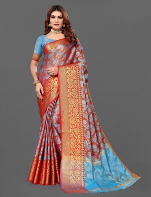 ASHTA Printed Kanjivaram Art Silk, Pure Silk Saree(Maroon)