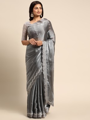 RekhaManiyar Embellished Bollywood Organza Saree(Grey)