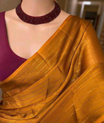 RENSILAFAB Self Design Bollywood Chiffon Saree(Mustard)