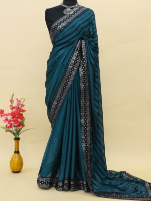 Divastri Embellished Bollywood Georgette Saree(Dark Blue)