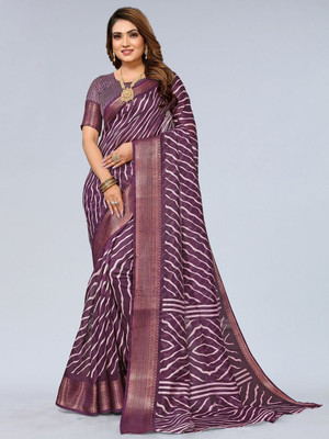 Moda Rapido Printed Bollywood Cotton Blend Saree(Purple)