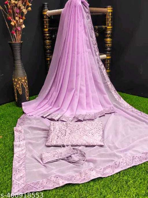 Sayal Creation Self Design Bollywood Georgette Saree(Purple)