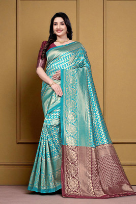 JAY KHODIYAR EMBROIDERY Self Design Bollywood Jacquard Saree(Light Blue)
