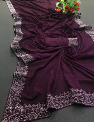 Break Creation Embellished Bollywood Silk Blend Saree(Purple)