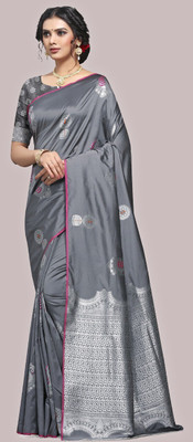 shiv textiles Woven Banarasi Art Silk Saree(Grey)