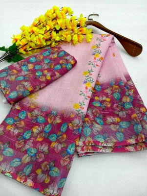 ASHTA Floral Print Kanjivaram Pure Cotton, Cotton Silk Saree(Pink)