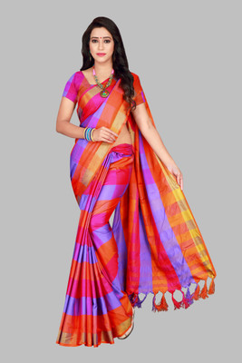 PRIYANSH CREATION Checkered Bollywood Cotton Blend Saree(Multicolor)