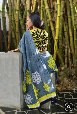 NIKHILAM Printed Handloom Pure Cotton Saree(Multicolor)