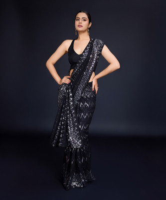Divastri Embellished Bollywood Georgette Saree(Black)