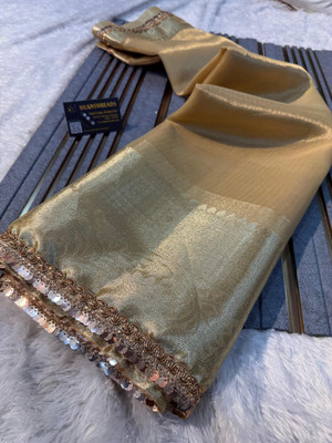 Banaras silk palace Woven Banarasi Tissue Saree(Gold)