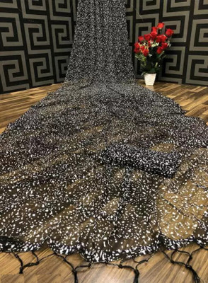 FINIVOIR Self Design Bollywood Net Saree(Black)