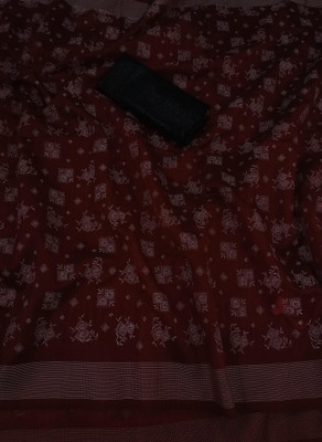 MUKHITA Floral Print, Woven Kanjivaram Khadi, Silk Blend Saree(Maroon)