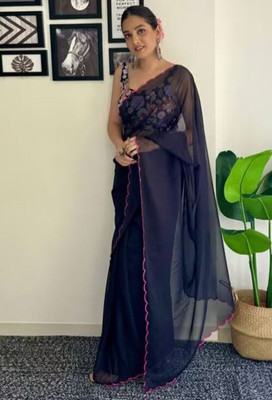 Chayanika Creation Self Design Bollywood Georgette Saree(Pink)