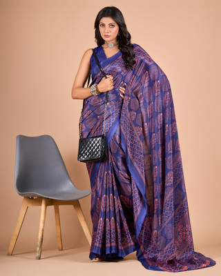 nirmal creation Printed Bollywood Chiffon Saree(Multicolor)