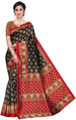 Moda Rapido Printed Daily Wear Art Silk Saree(Black)
