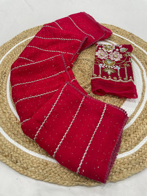Dori Embroidered Bollywood Silk Blend Saree(Red)