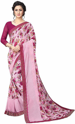 RAJESHWAR FASHION Printed Bollywood Georgette Saree(Purple, Multicolor)