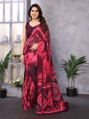 Moda Rapido Printed Bollywood Georgette Saree(Maroon, Purple)