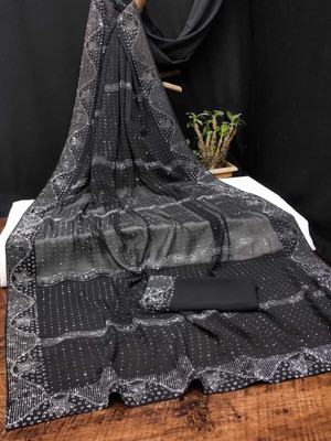 SHREE HARI PRINT Embellished Daily Wear Georgette Saree(Grey)