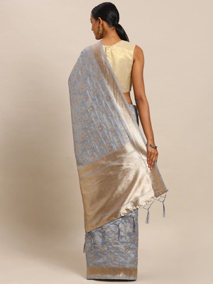 Sangria Woven Banarasi Silk Blend Saree(Grey)