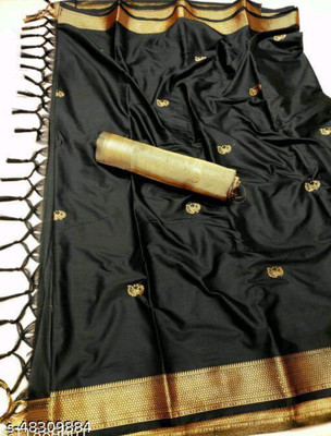 Paithani Self Design Mysore Pure Silk Saree(Black)