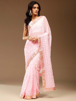 Sangria Embellished Daily Wear Georgette Saree(Pink)