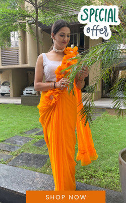 LD CREATION Self Design, Solid/Plain Bollywood Georgette Saree(Yellow)