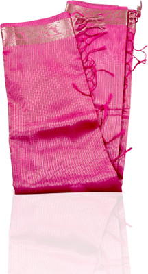 NISA silk creation Solid/Plain Banarasi Tissue Saree(Pink)