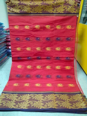 Ghosh handloom Self Design Tant Pure Cotton Saree(Red)