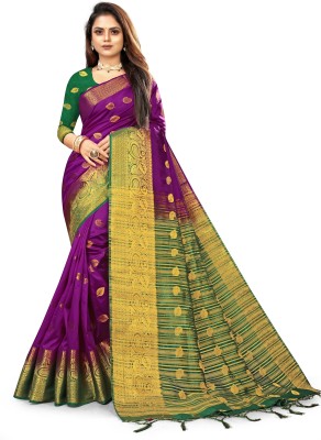 ANISSA SAREE Woven Banarasi Art Silk Saree(Purple)