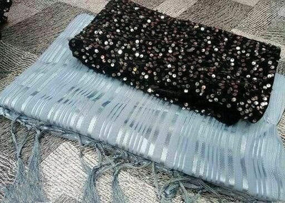 Jaishikafashion Solid/Plain Bollywood Silk Blend Saree(Grey)