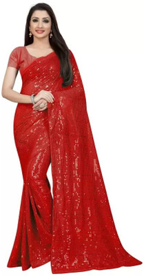 siddharth textiles Embellished Bollywood Georgette Saree(Red)