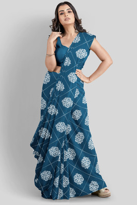 Navya Textile House Digital Print Bollywood Silk Blend Saree(Blue)