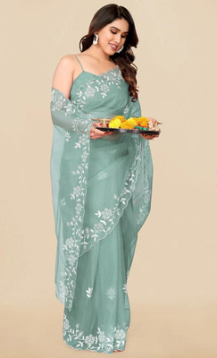 ovantra Embroidered Bollywood Art Silk Saree(Light Green)
