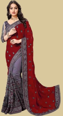 Aika Embroidered Bollywood Silk Blend Saree(Maroon)